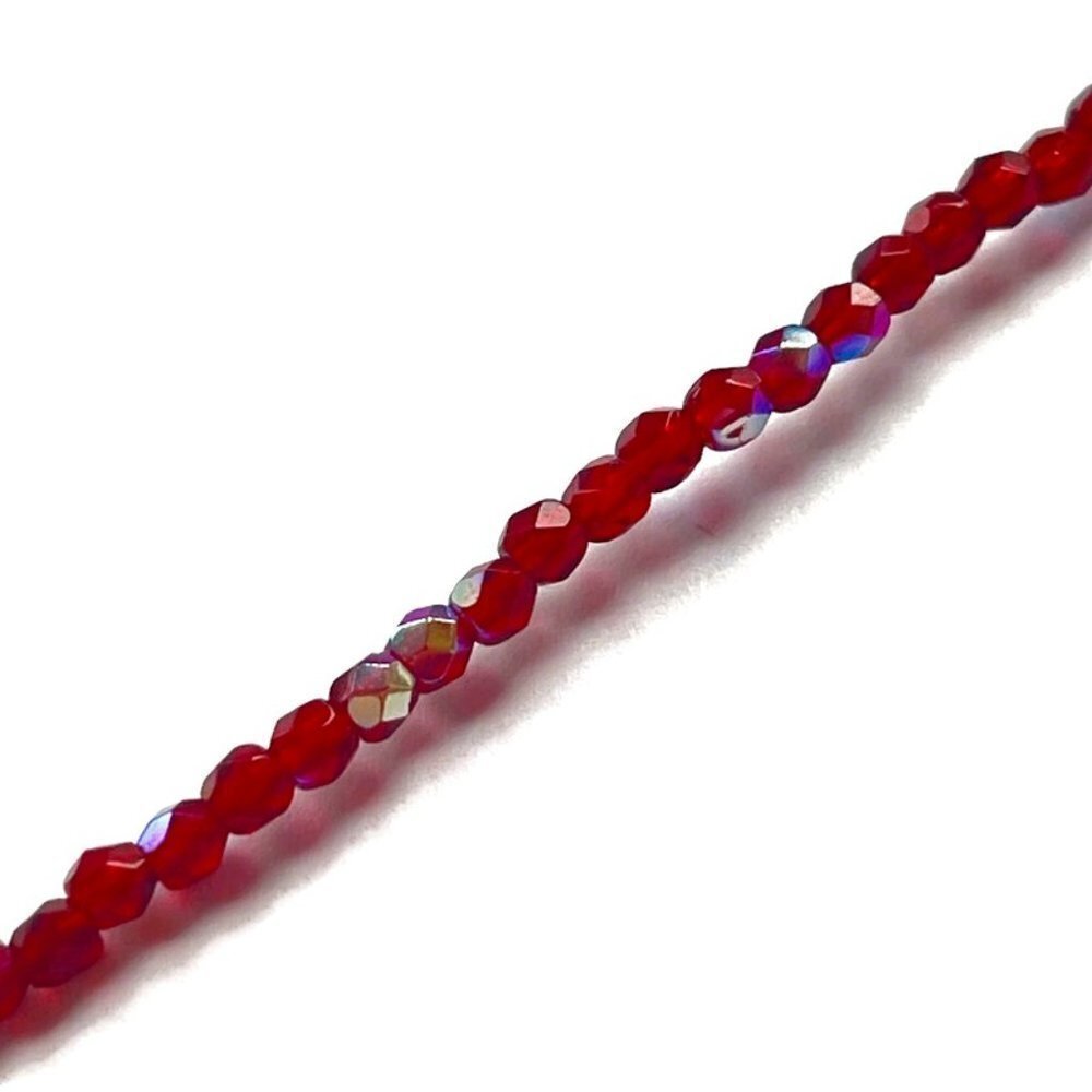 AS Low as $2 Ruby Red AB Rondelle Fire Polish Czech Beads 2.5mm (50)
